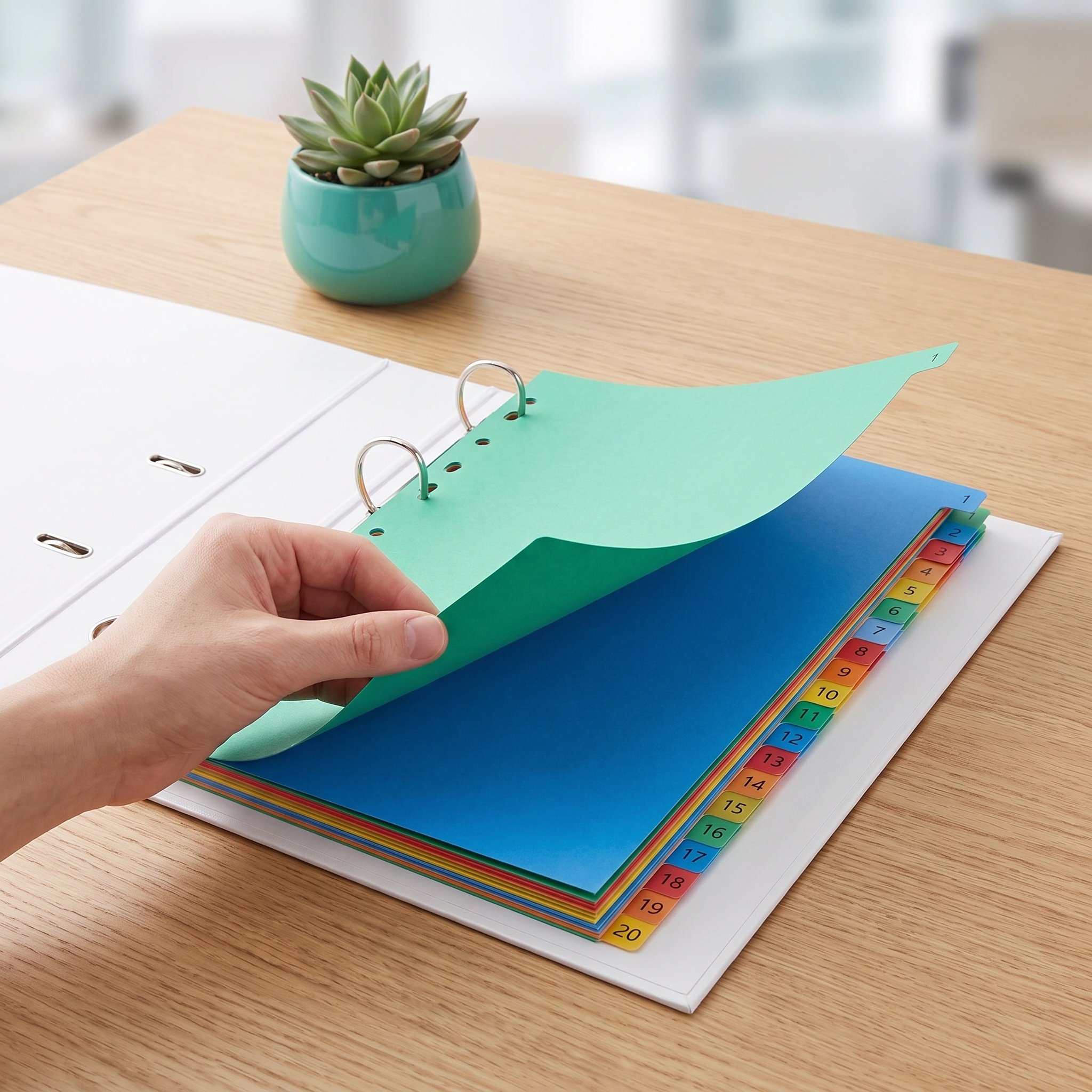 Tab Divider A4 - 20 Divisórias Plásticas Coloridas em Tamanho
