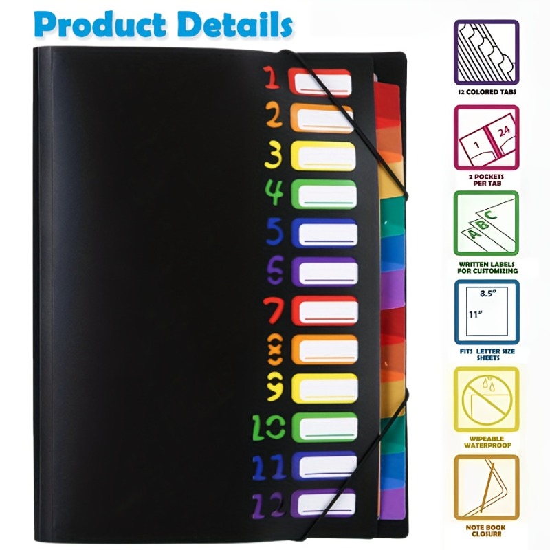 Tab Divider A4 - Pasta A4 multicamadas com capa preta/branca